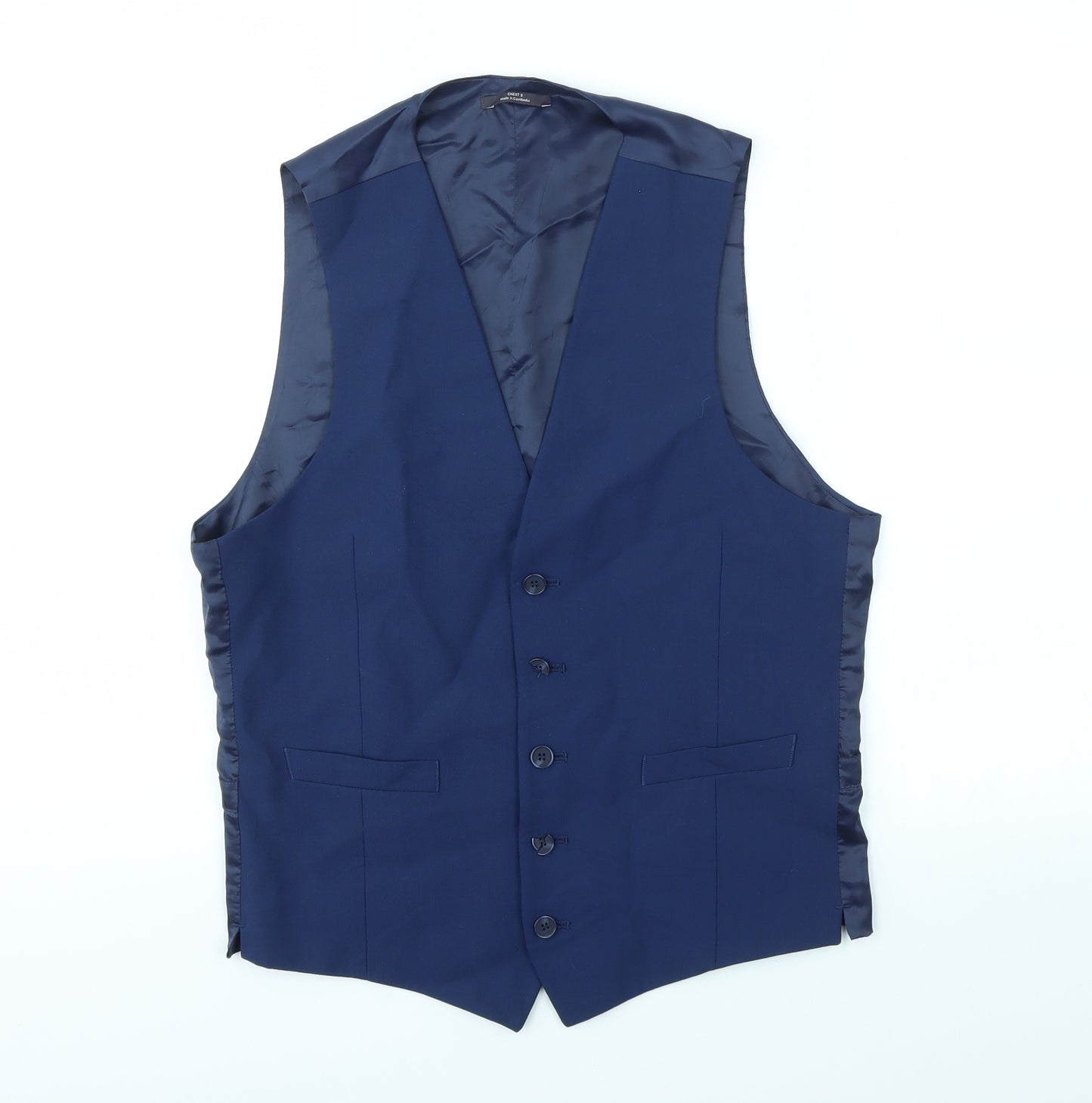 M&S Mens Blue   Jacket Suit Waistcoat Size S