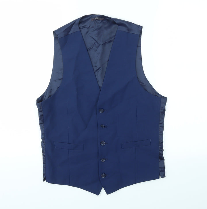 M&S Mens Blue   Jacket Suit Waistcoat Size S