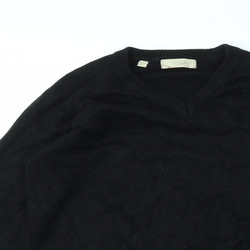 W&B Mens Black   Pullover Sweatshirt Size M
