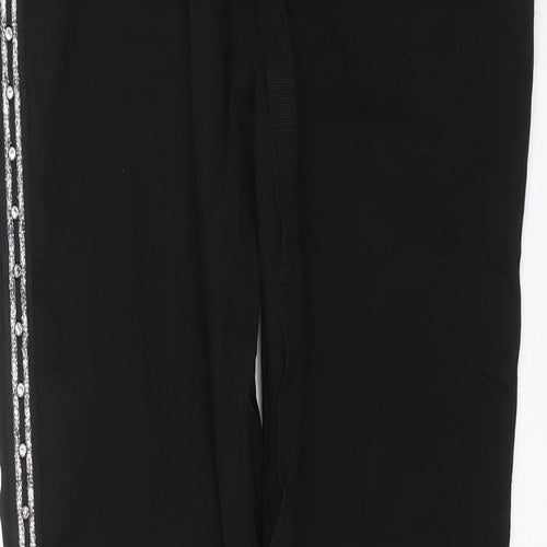 Preworn Womens Black   Trousers  Size 32 in L29 in - beaded detail