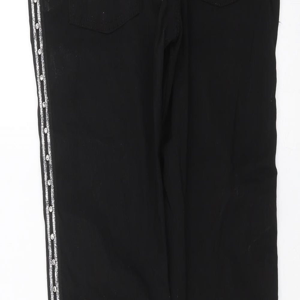 Preworn Womens Black   Trousers  Size 32 in L29 in - beaded detail