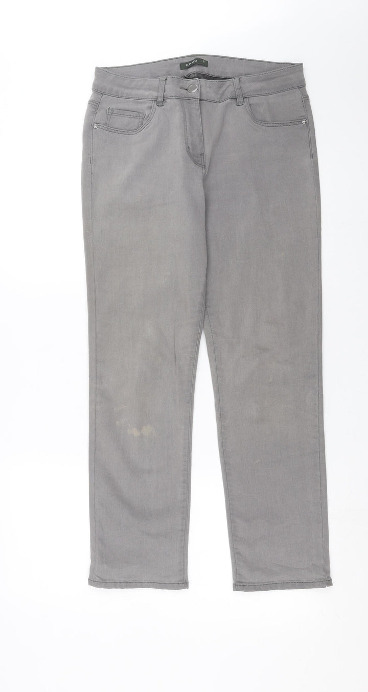 Preworn Womens Grey Denim Straight Jeans Size 12 L27 in