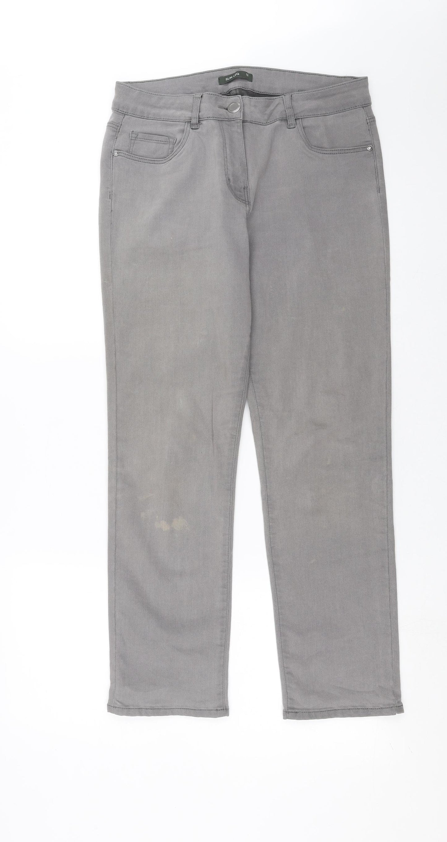 Preworn Womens Grey  Denim Straight Jeans Size 12 L27 in
