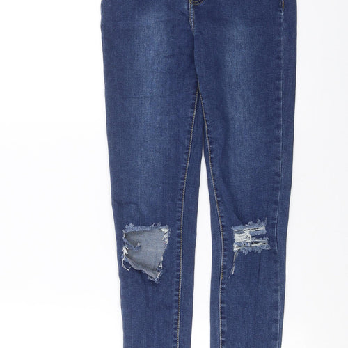 PRETTYLITTLETHING Womens Blue  Denim Skinny Jeans Size 4 L26 in