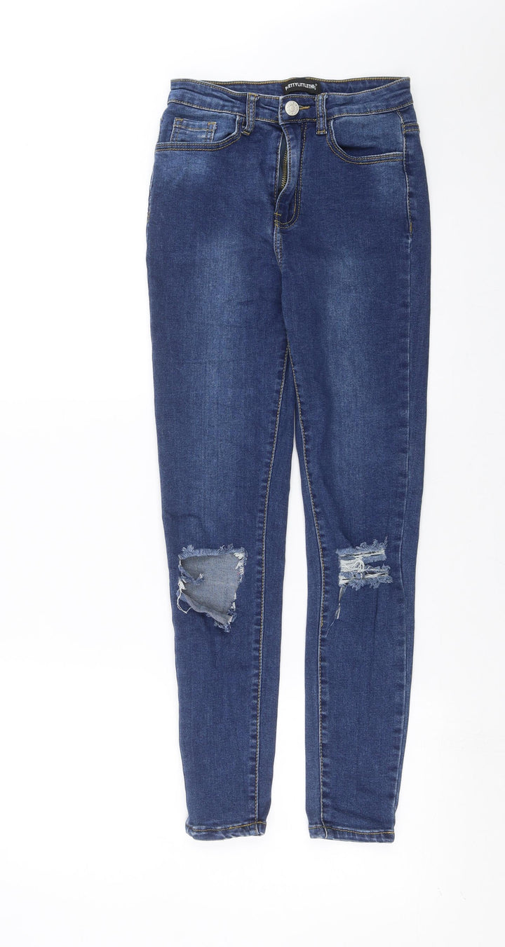 PRETTYLITTLETHING Womens Blue Denim Skinny Jeans Size 4 L26 in