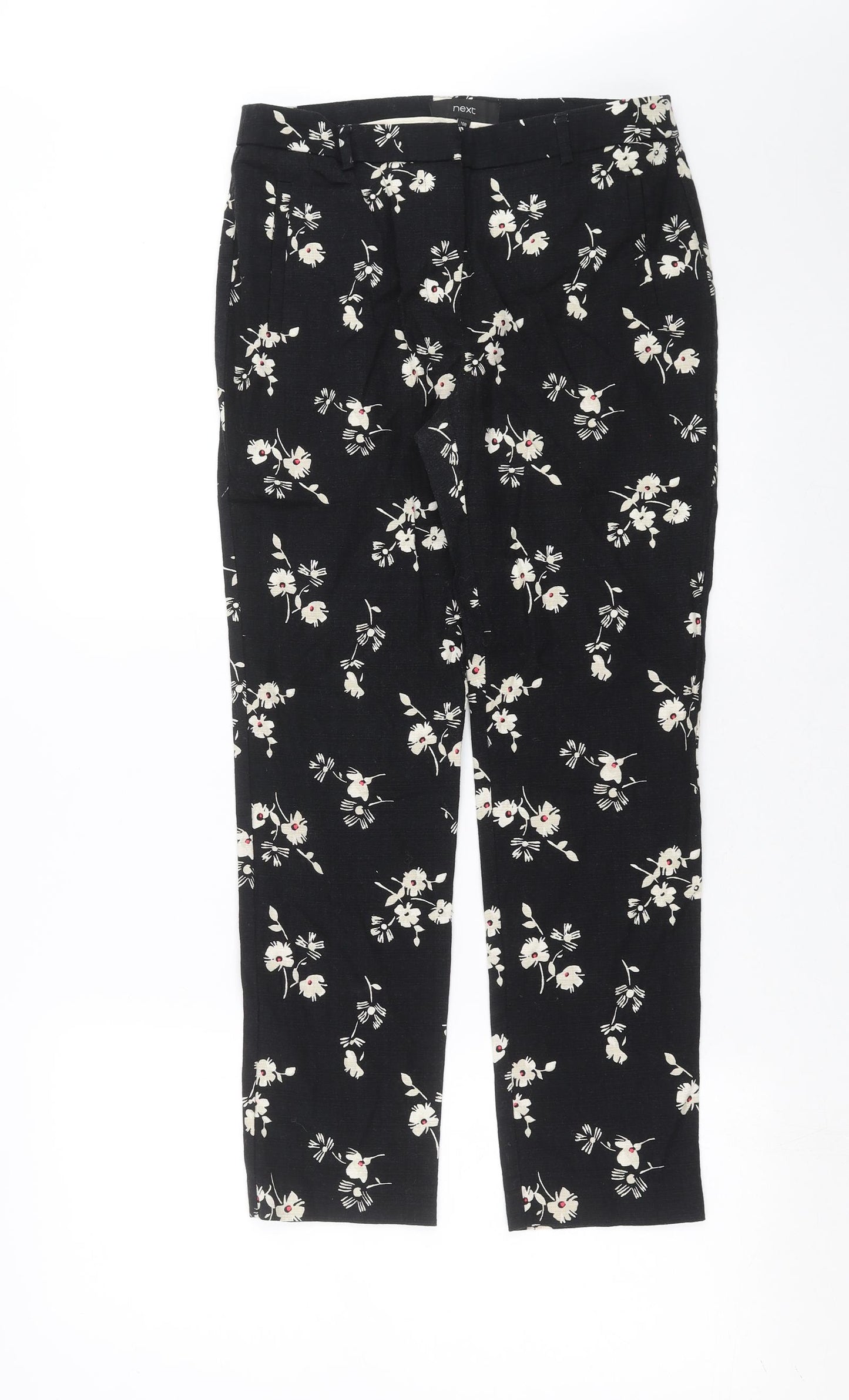 NEXT Womens Black Floral  Trousers  Size 10 L26 in