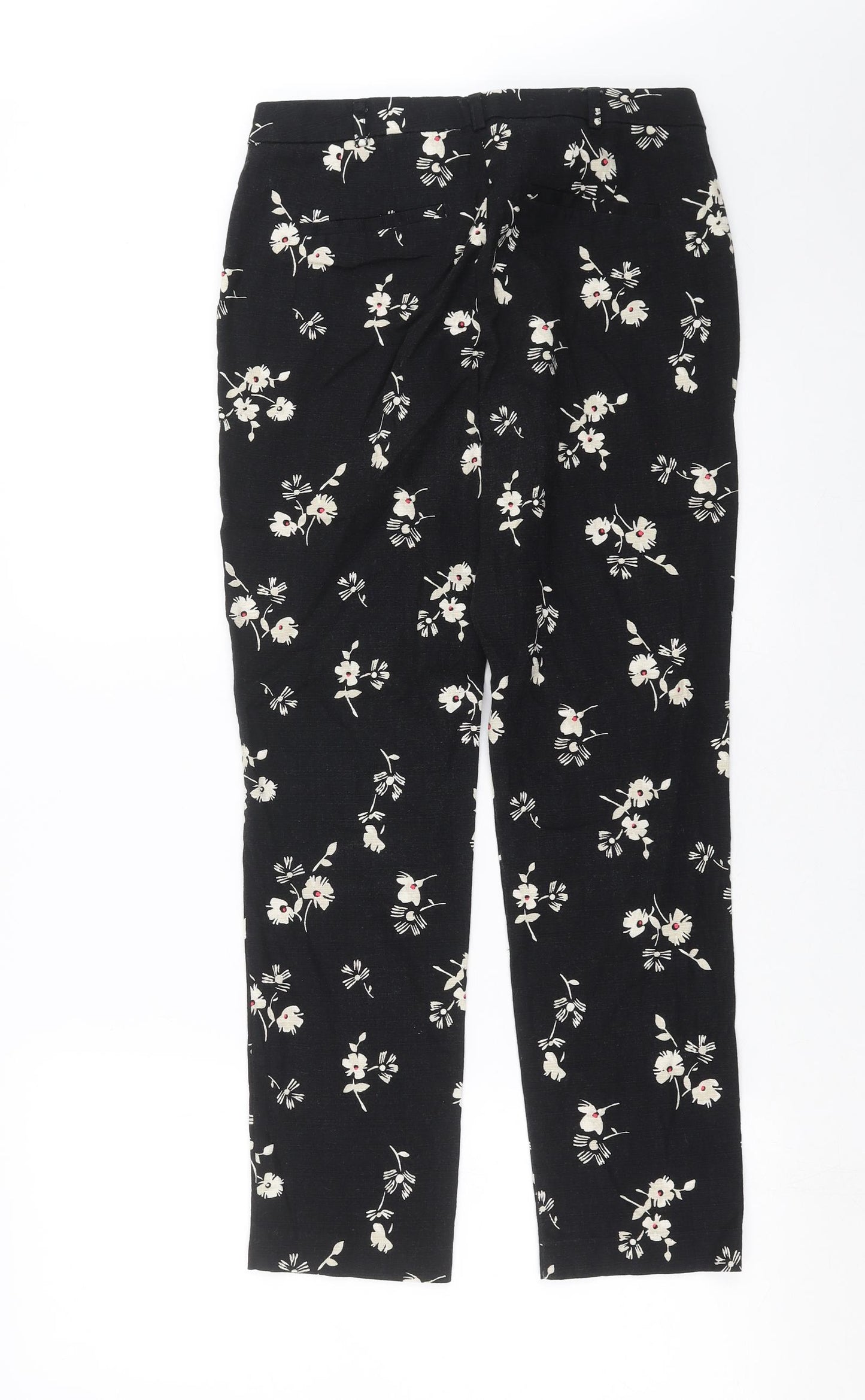 NEXT Womens Black Floral  Trousers  Size 10 L26 in