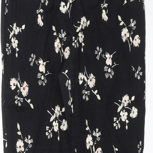 NEXT Womens Black Floral  Trousers  Size 10 L26 in