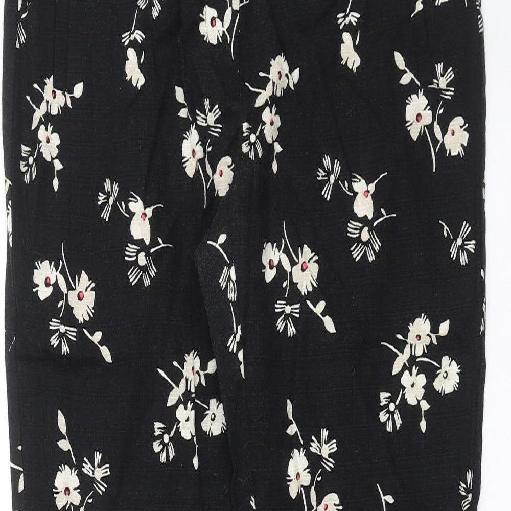 NEXT Womens Black Floral  Trousers  Size 10 L26 in