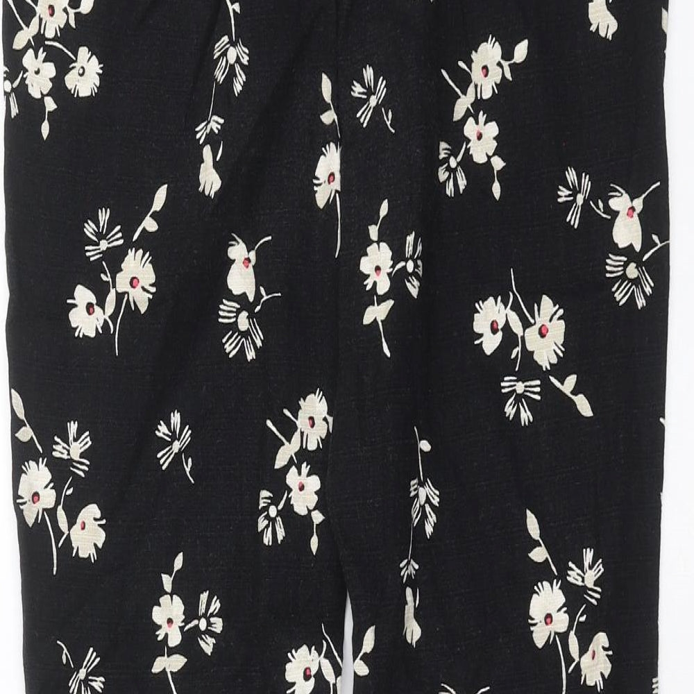 NEXT Womens Black Floral  Trousers  Size 10 L26 in