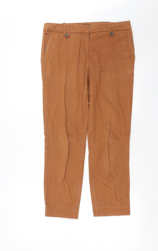 Front view of Next women’s brown trousers, size UK 8, 25-inch leg