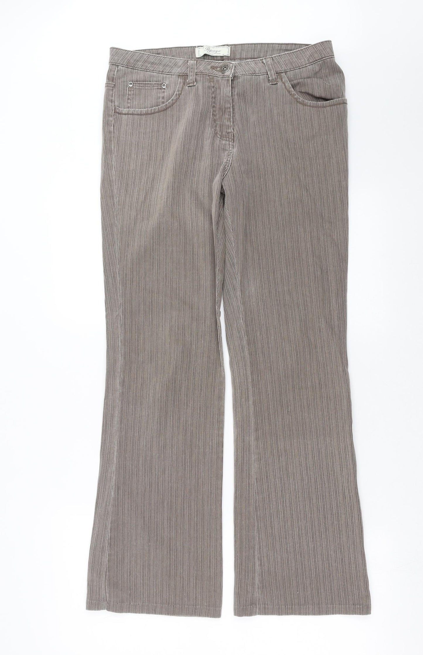 Papaya Womens Beige Striped  Trousers  Size 10 L30 in