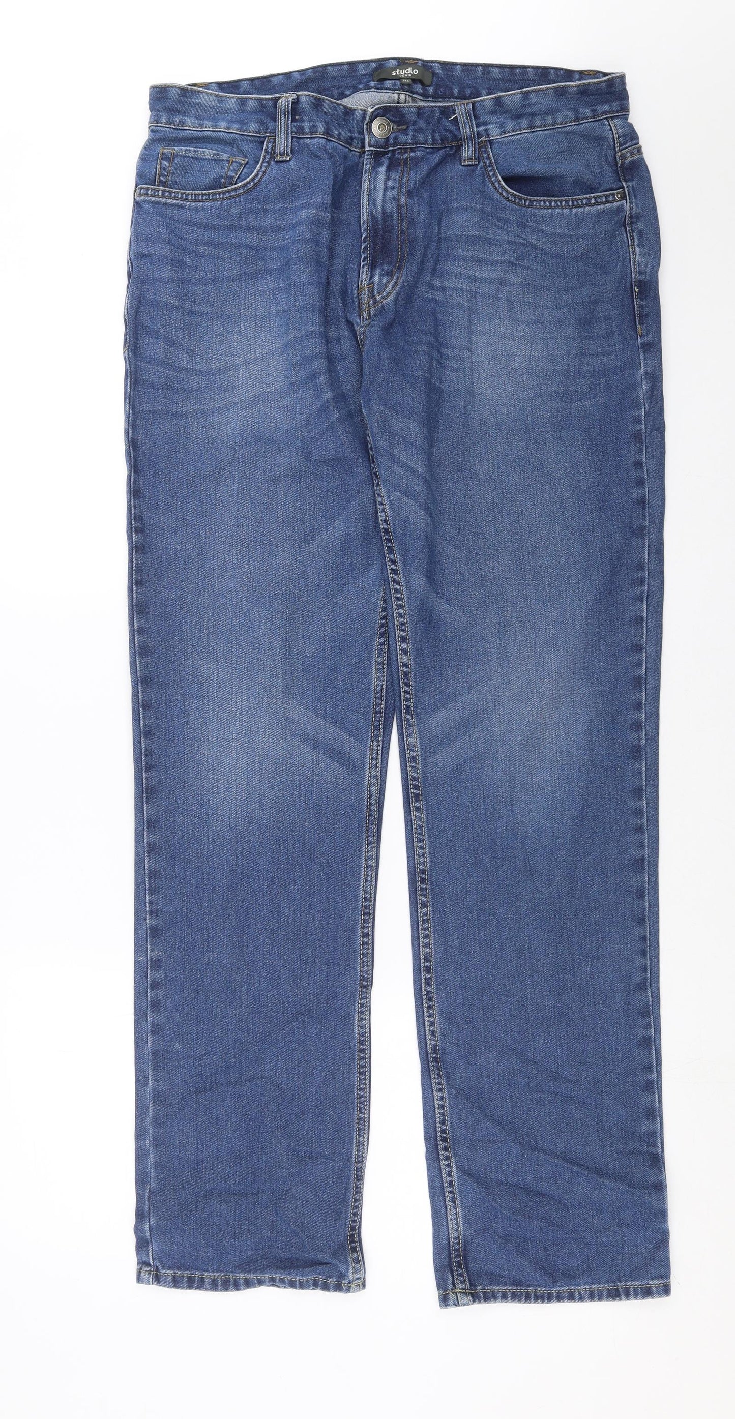 Studio Mens Blue  Denim Straight Jeans Size 34 in L33 in