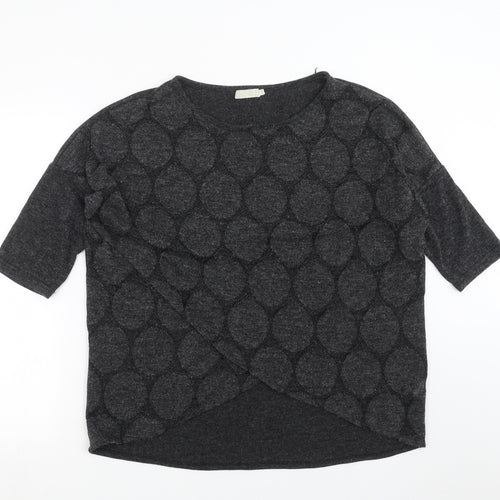 QED London Womens Grey Geometric Knit Pullover Jumper Size L