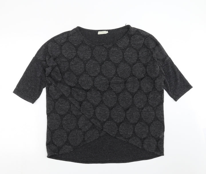 QED London Womens Grey Geometric Knit Pullover Jumper Size L