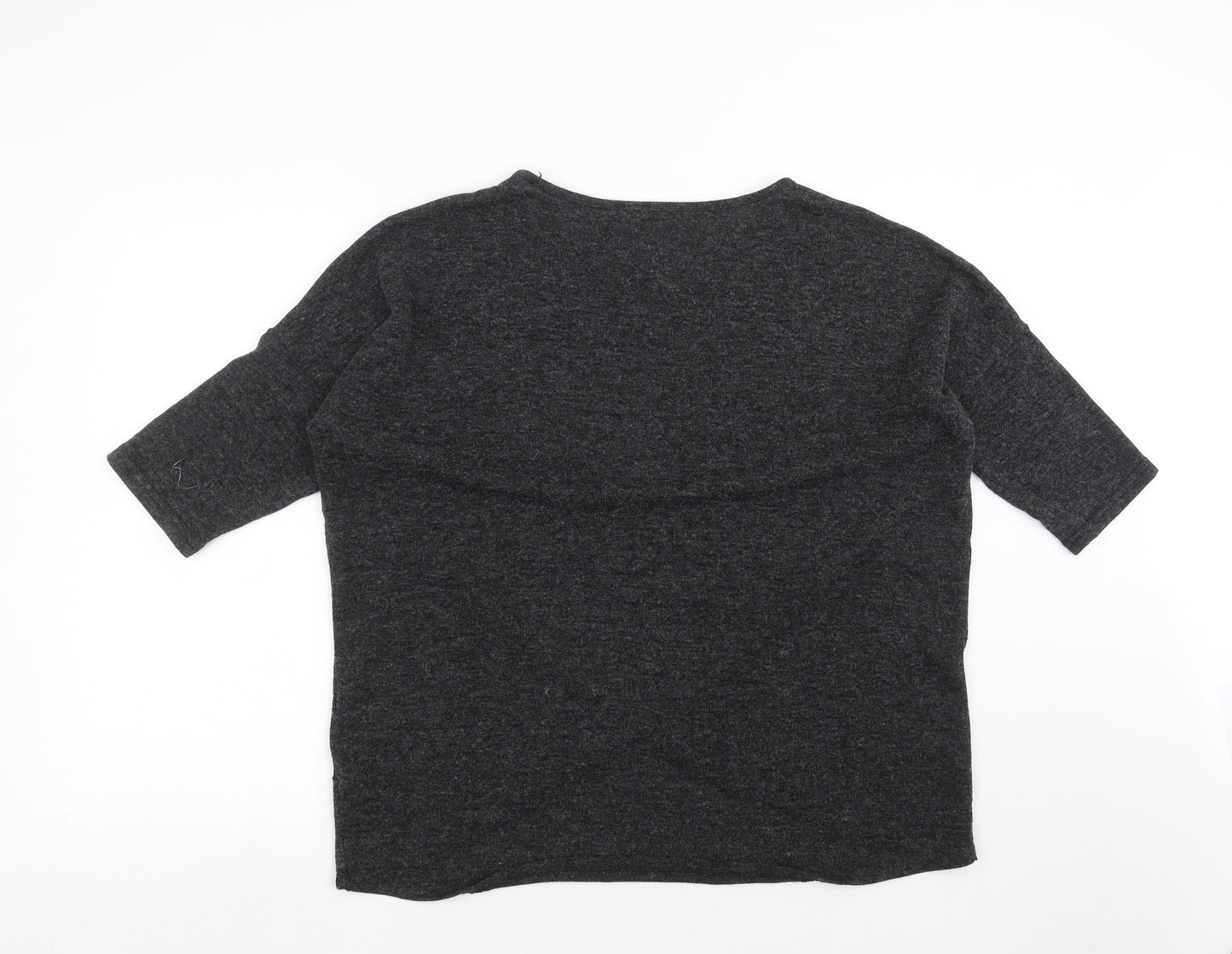 QED London Womens Grey Geometric Knit Pullover Jumper Size L