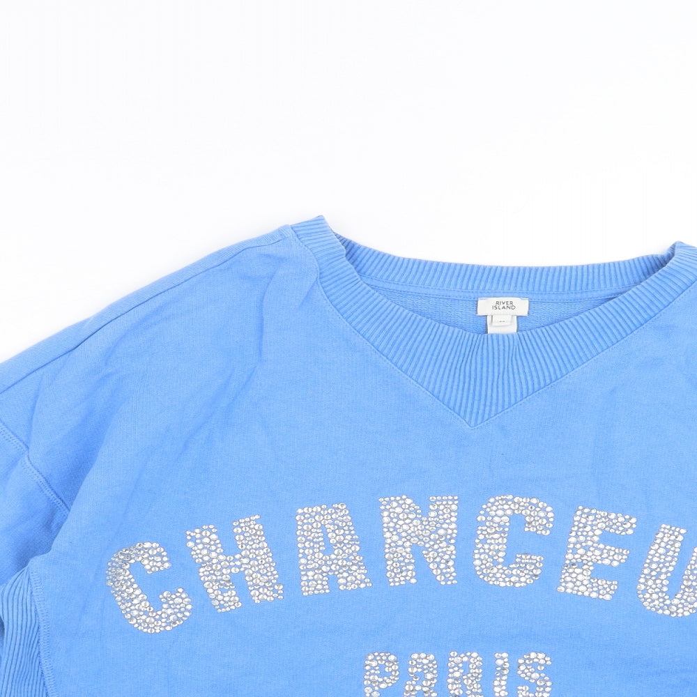 River Island Womens Blue   Pullover Sweatshirt Size M  - chanceux paris