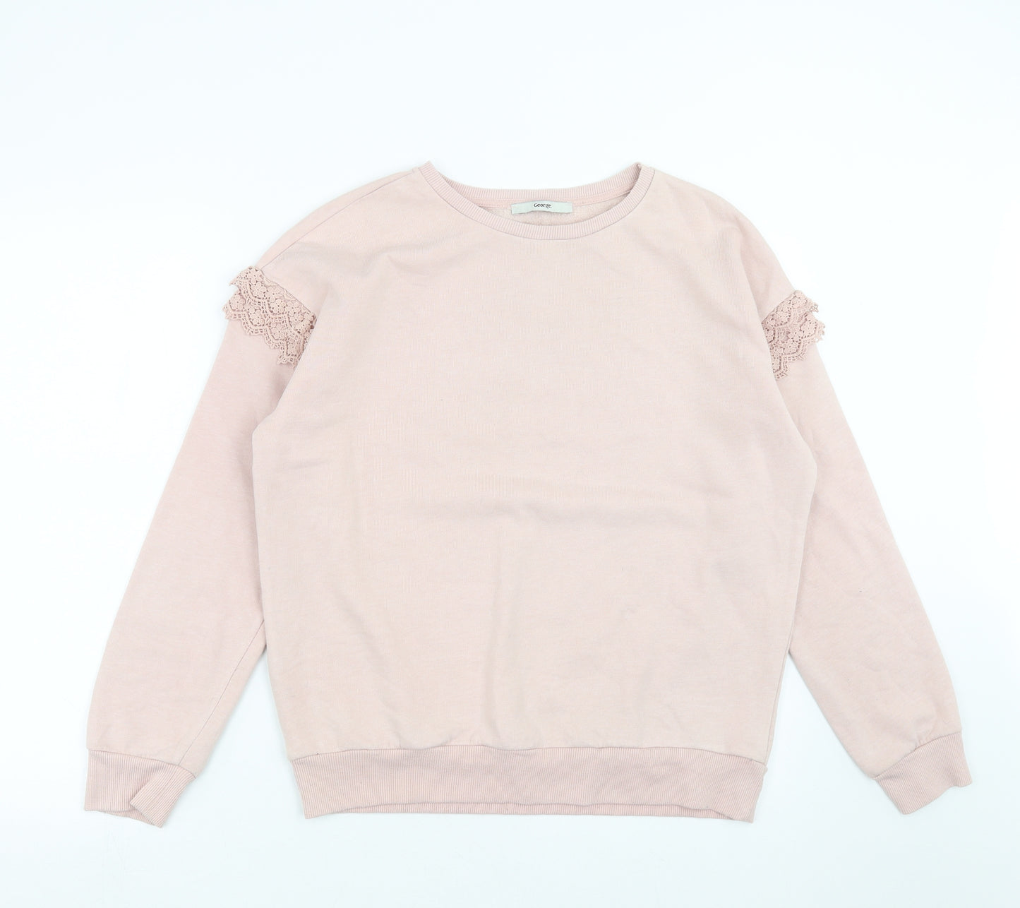 George Womens Pink   Pullover Sweatshirt Size 12  - crochet detail