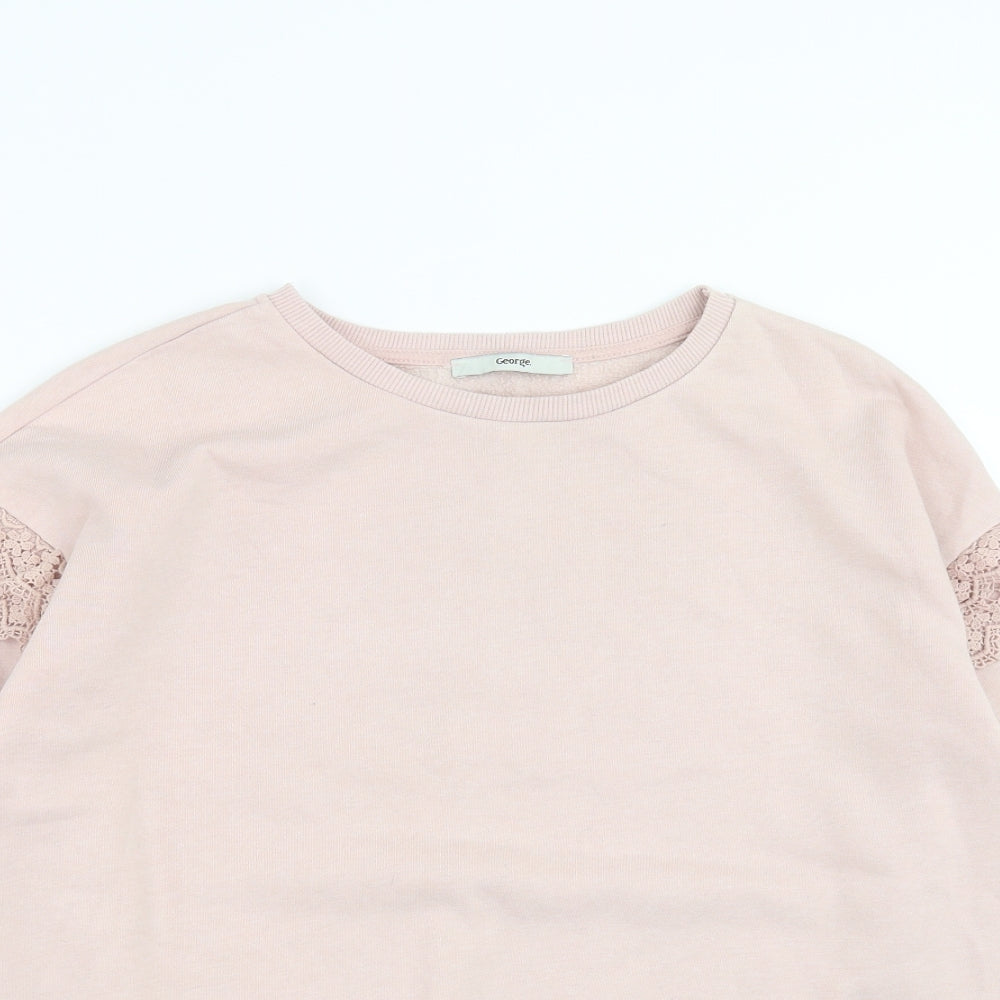 George Womens Pink   Pullover Sweatshirt Size 12  - crochet detail