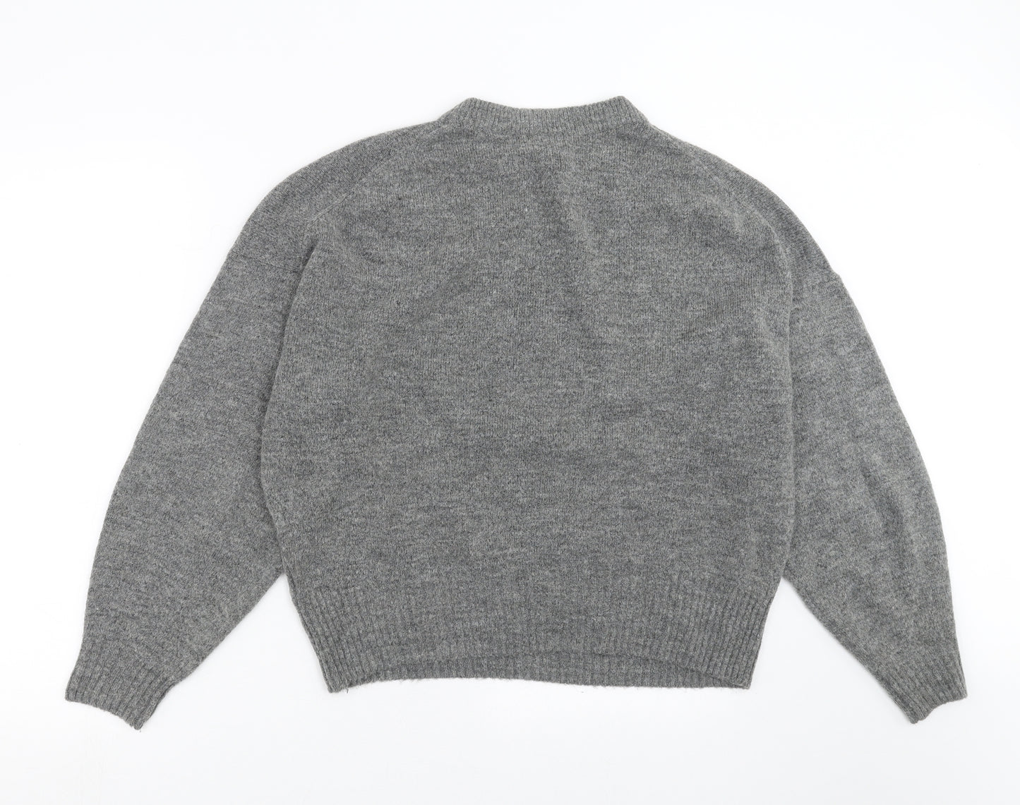 H&M Womens Grey  Knit Pullover Jumper Size M  - beaded detail