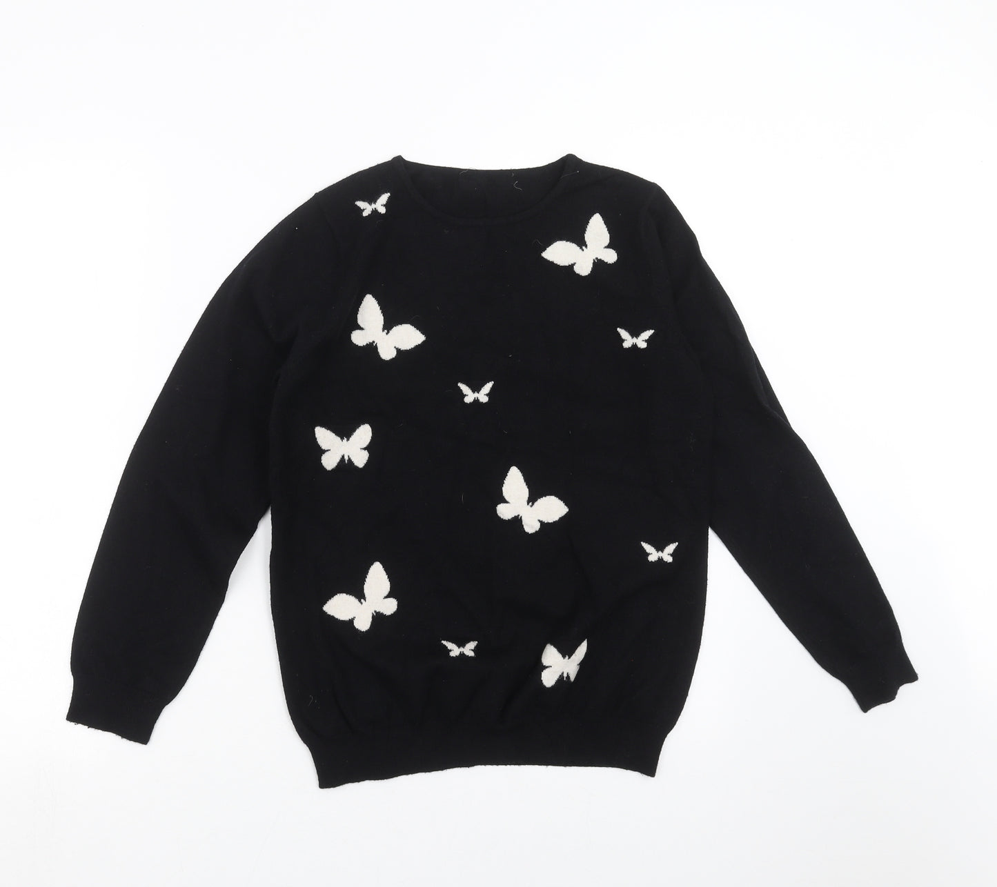 Preworn Womens Black  Knit Pullover Jumper Size S  - butterflies