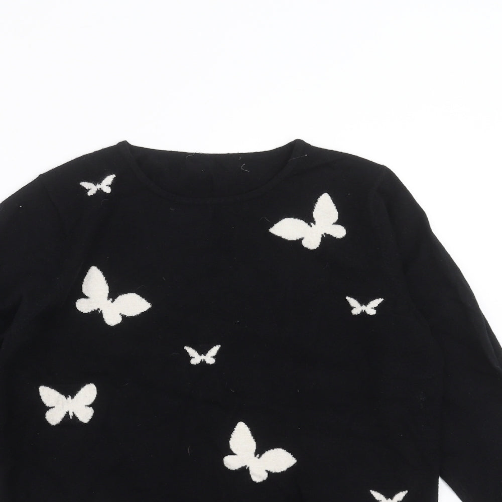 Preworn Womens Black  Knit Pullover Jumper Size S  - butterflies