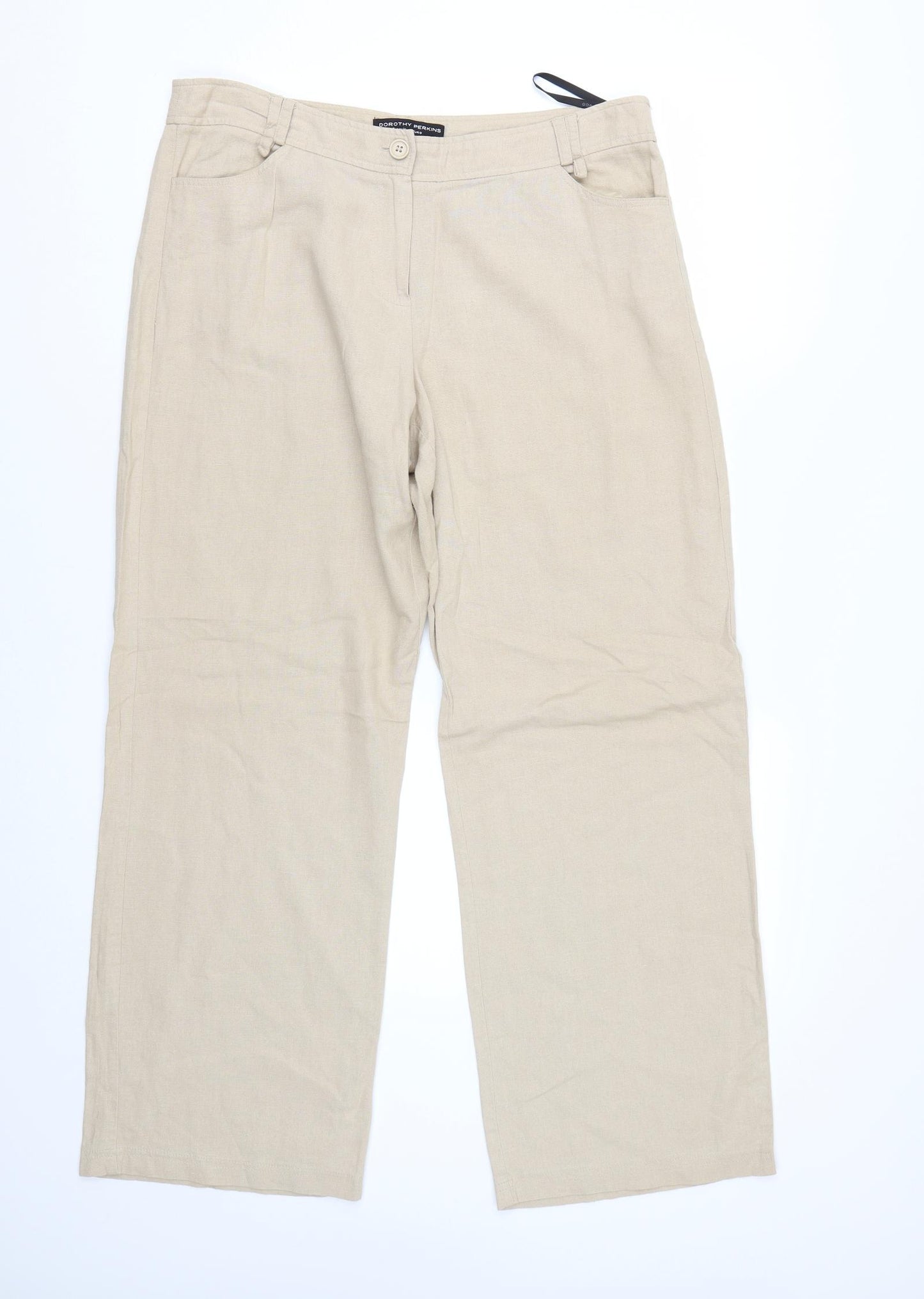 Dorothy Perkins Womens Beige   Trousers  Size 14 L28 in