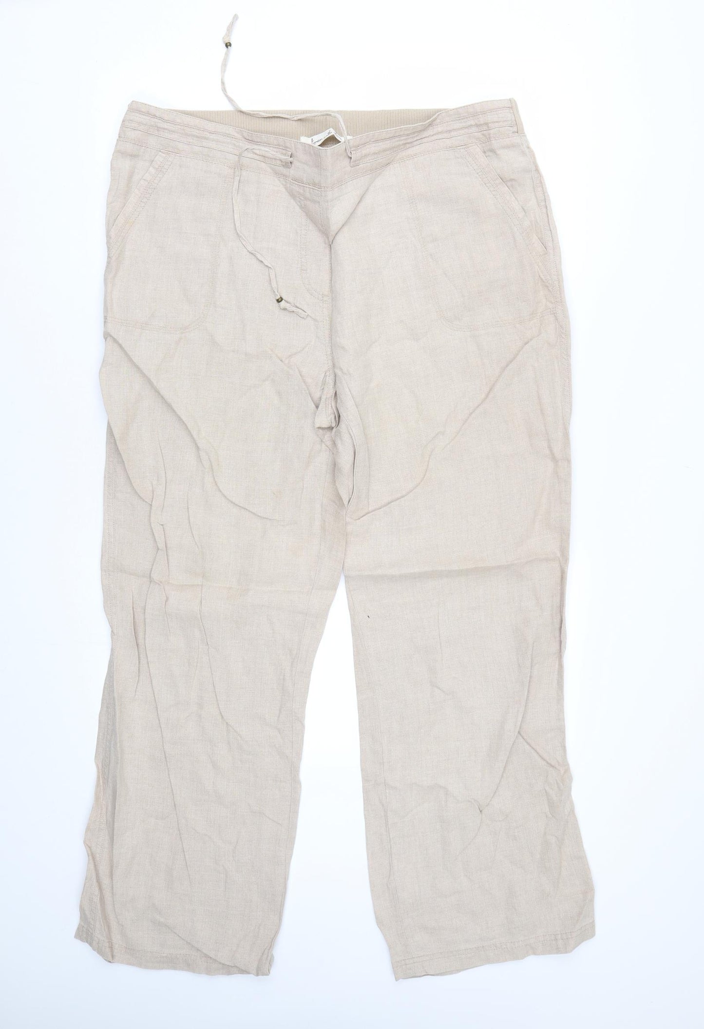 M&S Womens Beige   Trousers  Size 18 L29 in