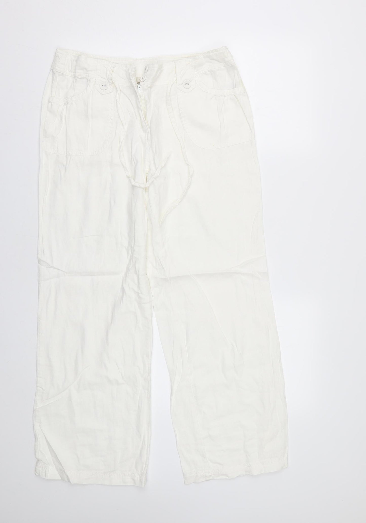 Debenhams Womens White   Trousers  Size 12 L29 in - Short