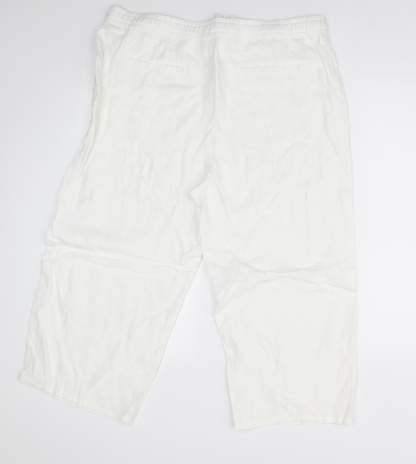 M&S Womens White   Cropped Trousers Size 16 L21 in