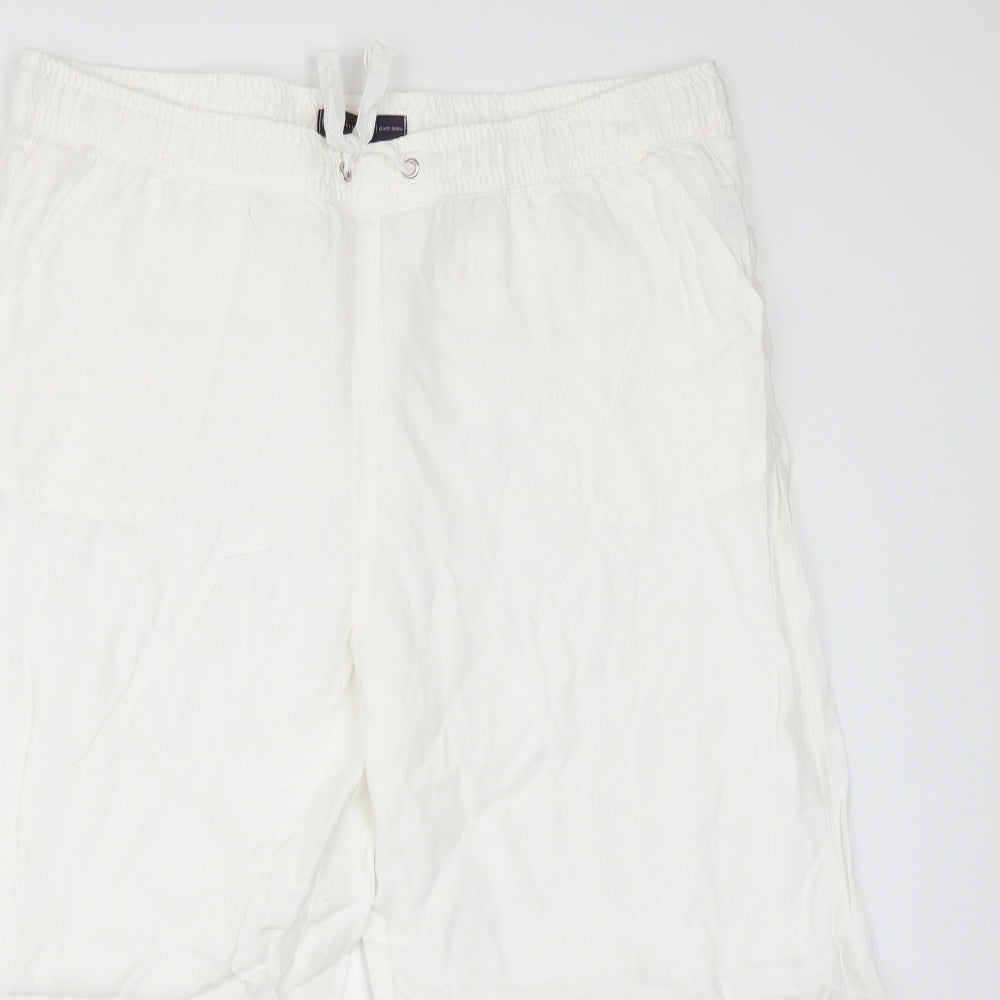 M&S Womens White   Cropped Trousers Size 16 L21 in