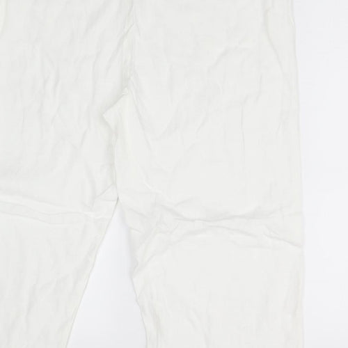 M&S Womens White   Cropped Trousers Size 16 L21 in