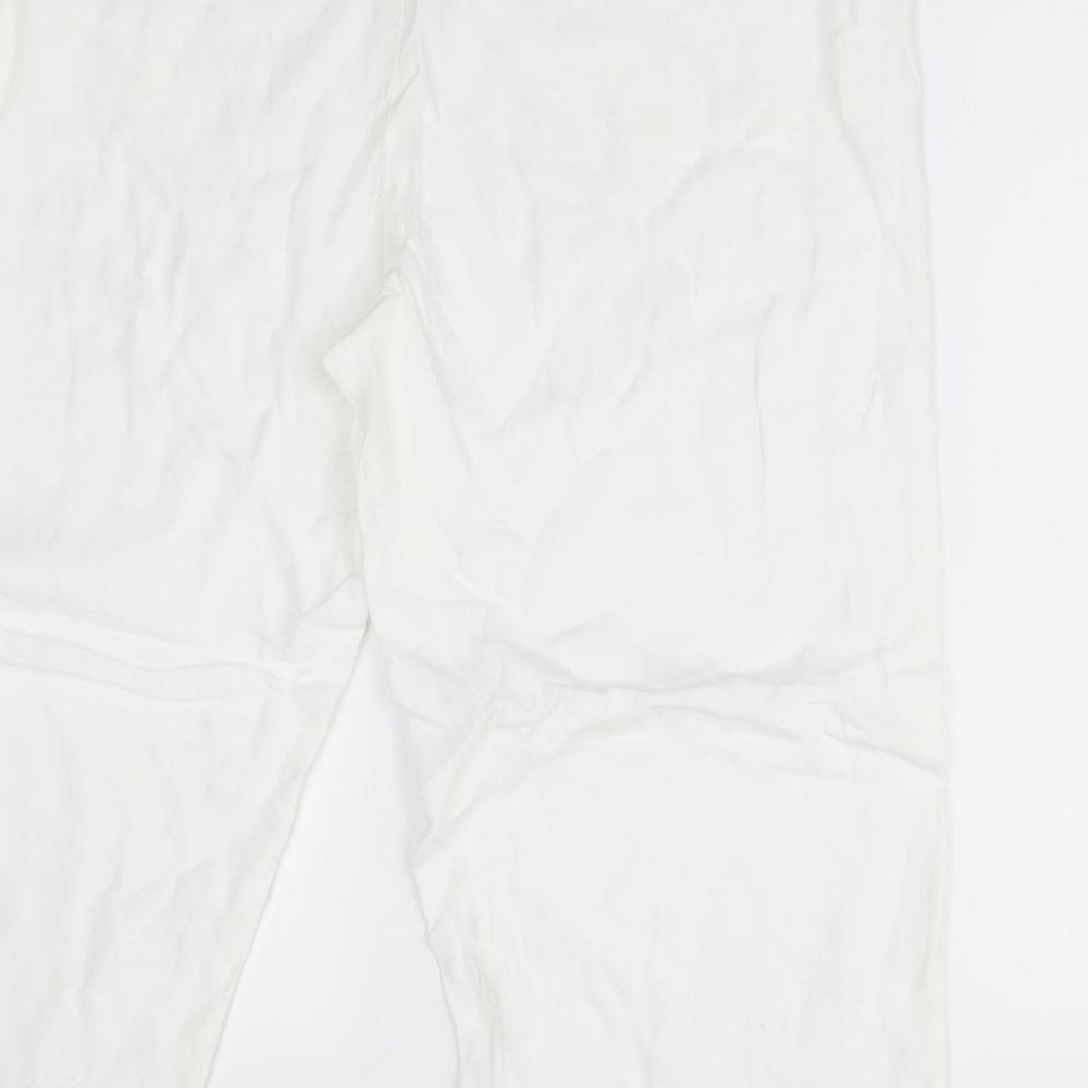 M&S Womens White   Cropped Trousers Size 16 L21 in