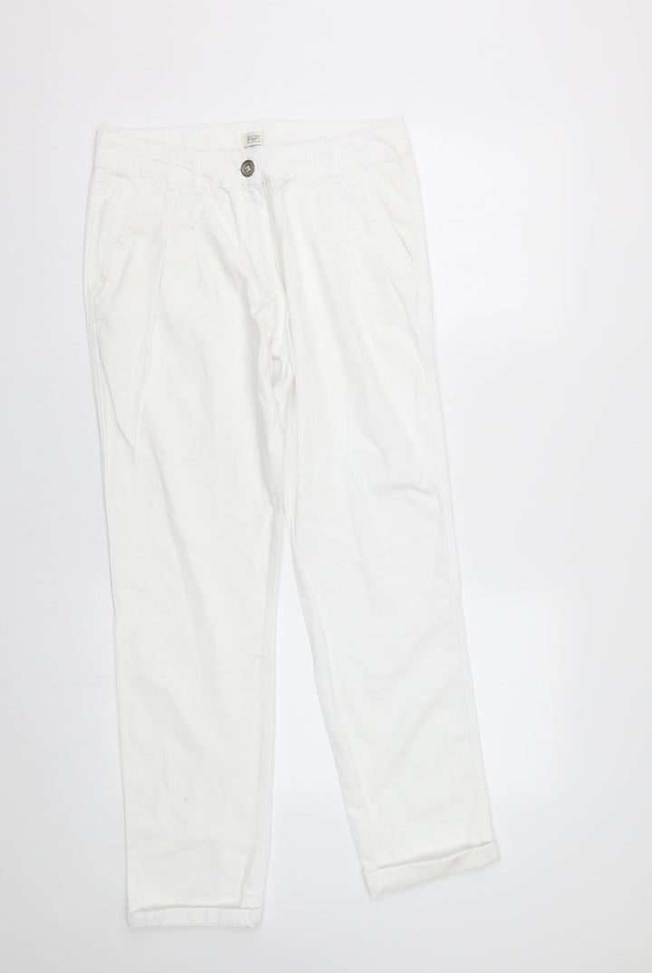 F&F Womens White  Denim Straight Jeans Size 10 L29 in