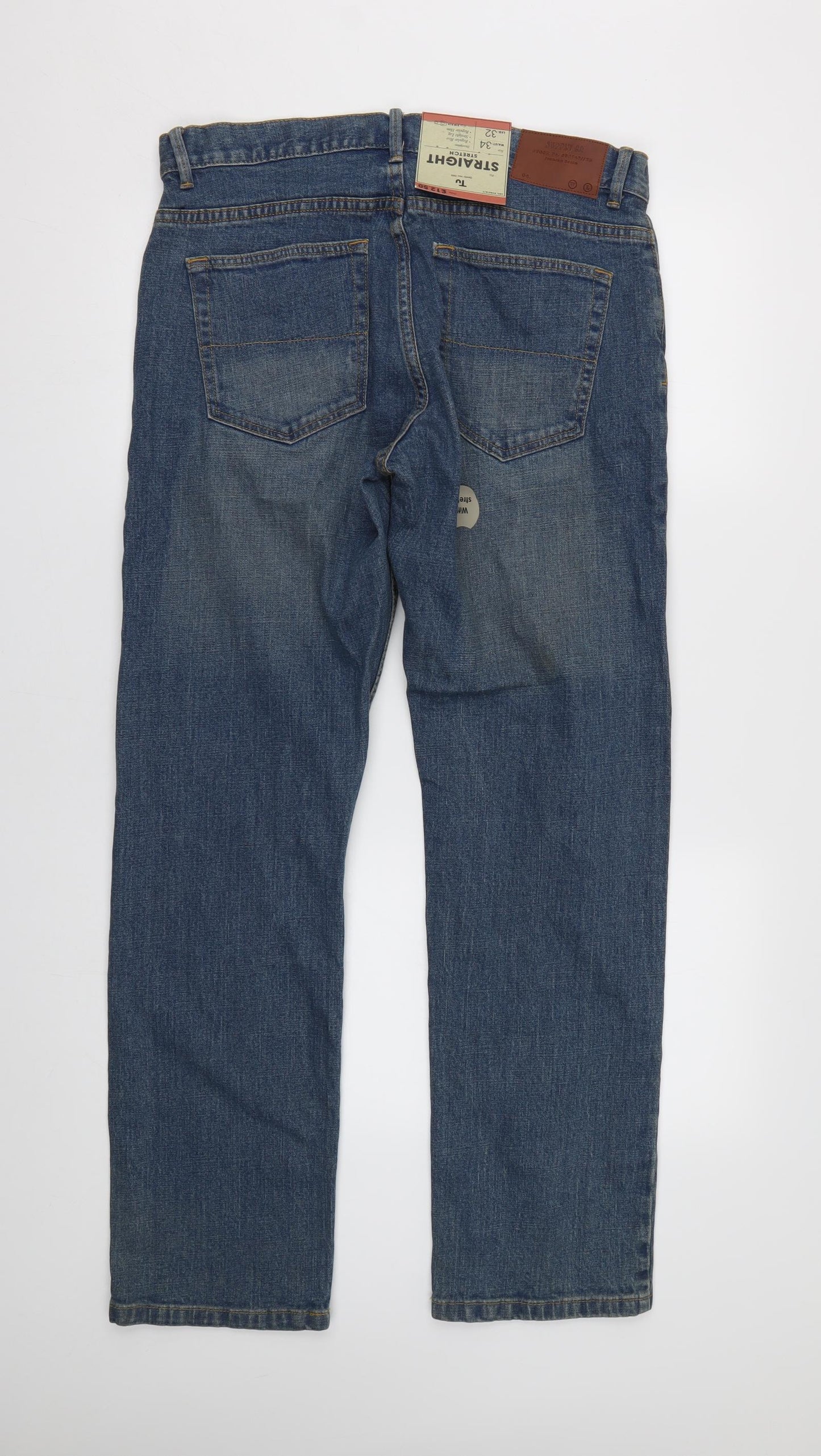 TU Mens Blue  Denim Straight Jeans Size 34 L32 in