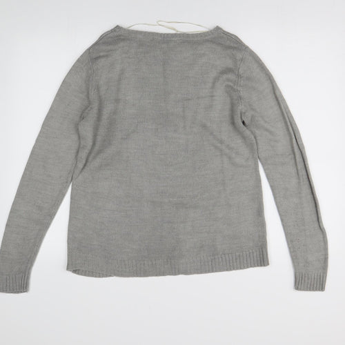 Peacocks Womens Grey  Knit Pullover Jumper Size M  - Christmas Santa