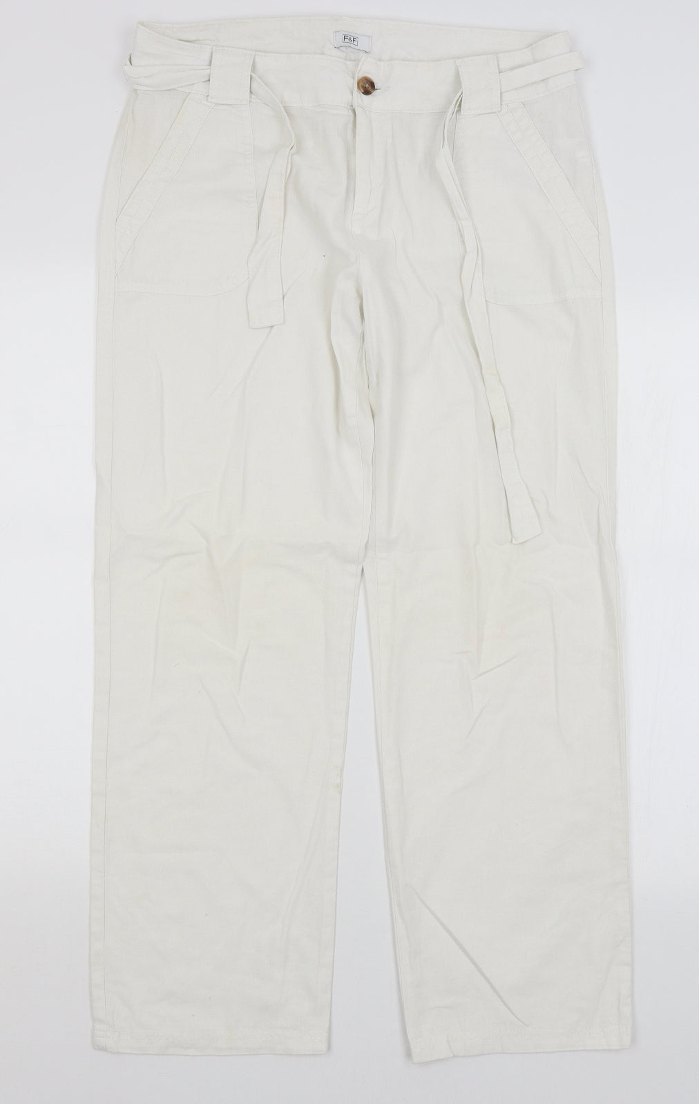F&F Womens White   Trousers  Size 12 L29 in