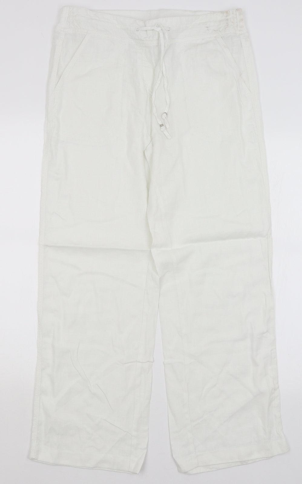 M&S Womens White   Trousers  Size 12 L28 in