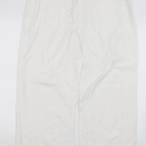 M&S Womens White   Trousers  Size 16 L27 in