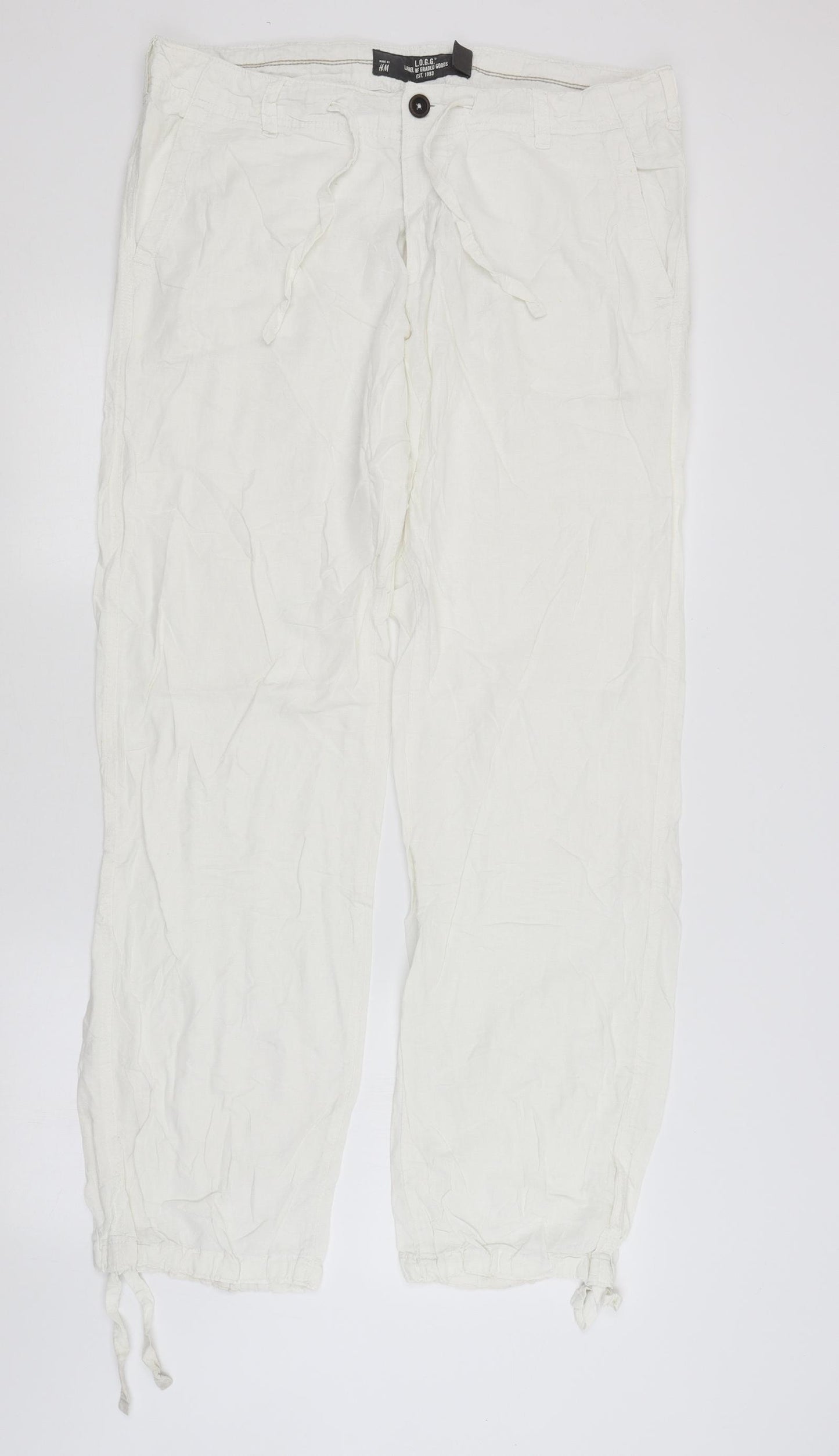 H&M Womens White   Trousers  Size 36 in L31 in