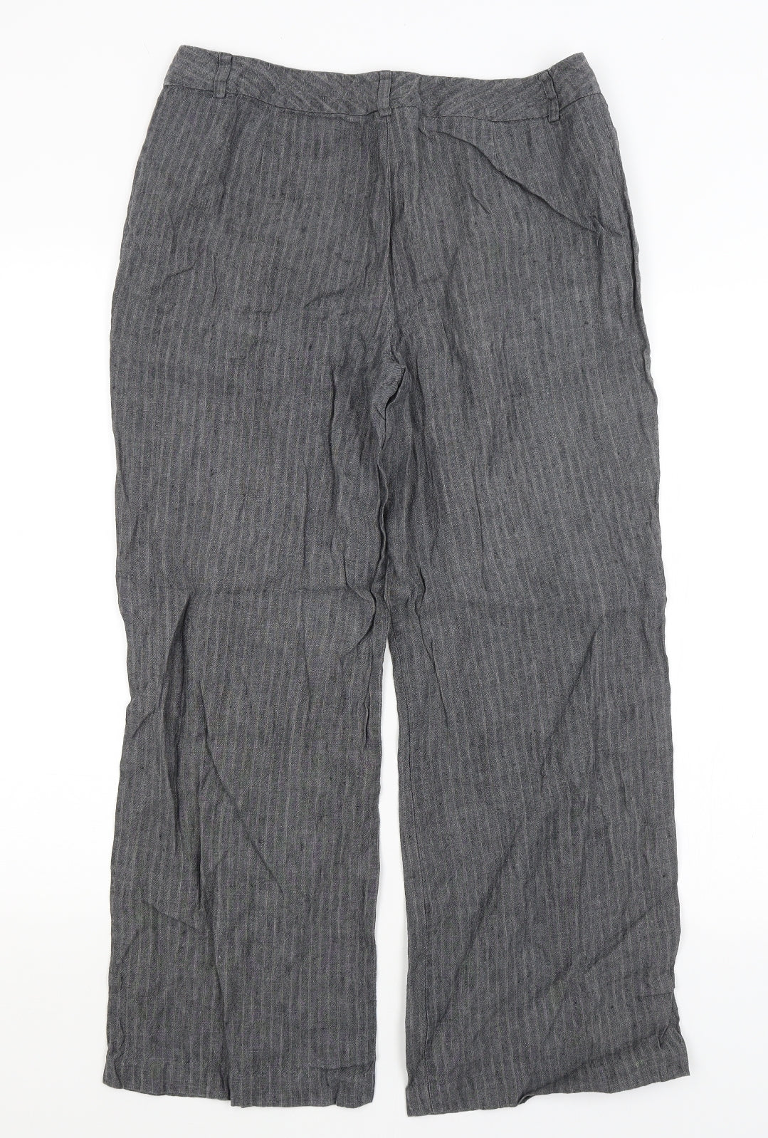 M&S Womens Grey Striped  Trousers  Size 12 L26.5 in