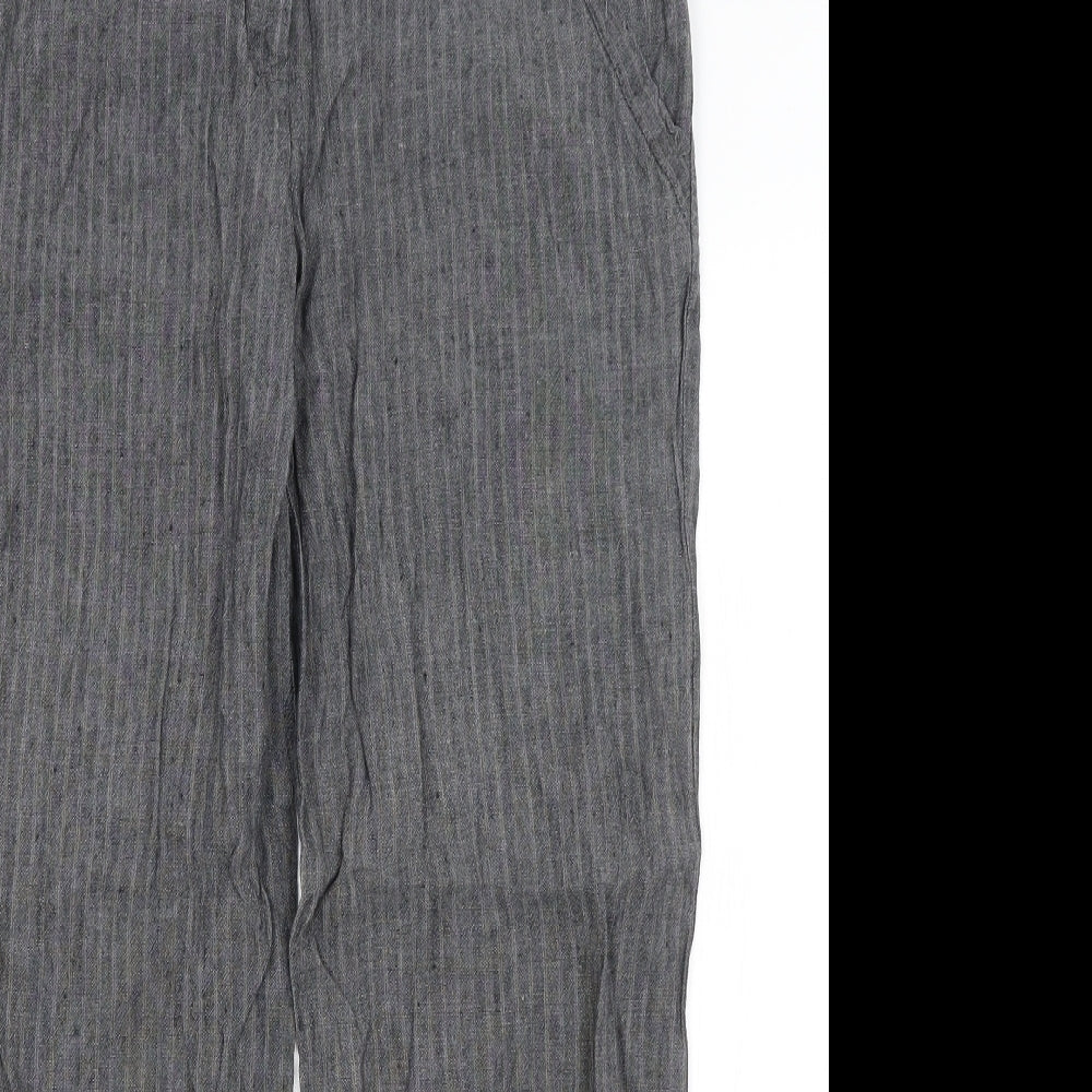 M&S Womens Grey Striped  Trousers  Size 12 L26.5 in