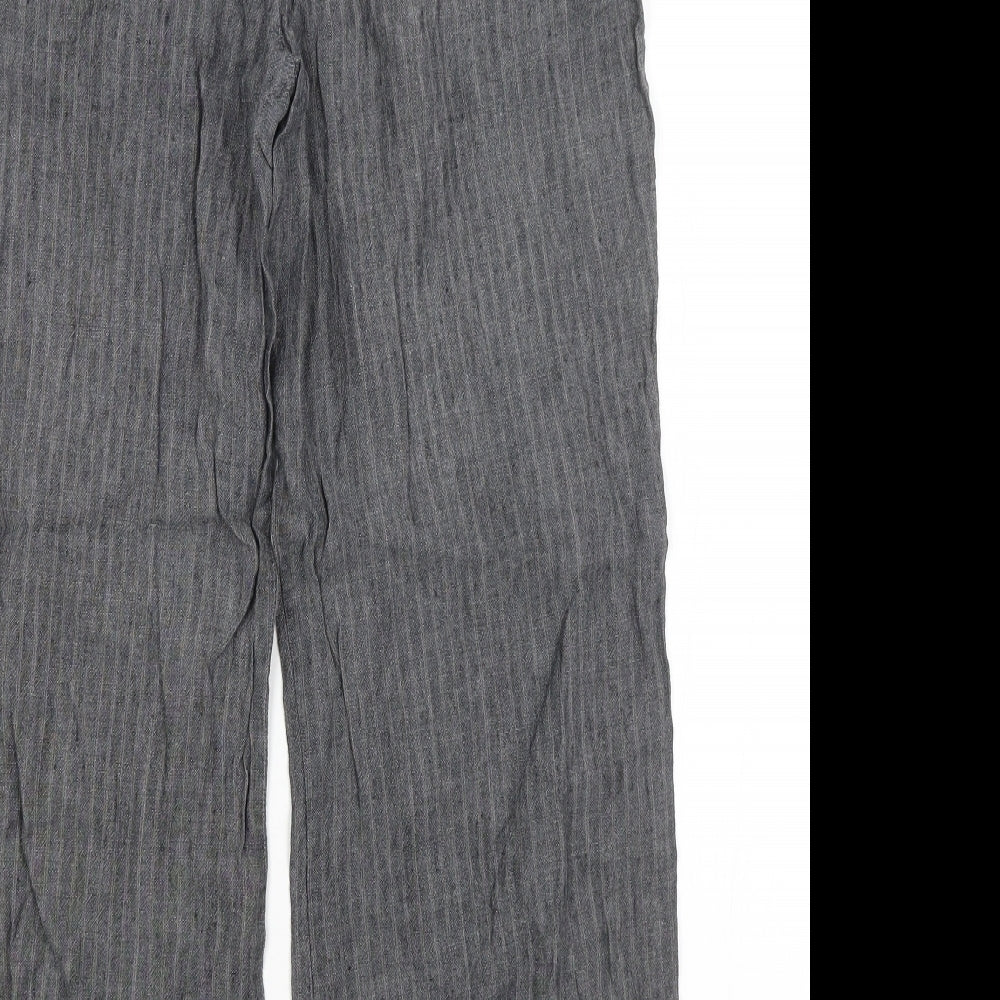 M&S Womens Grey Striped  Trousers  Size 12 L26.5 in