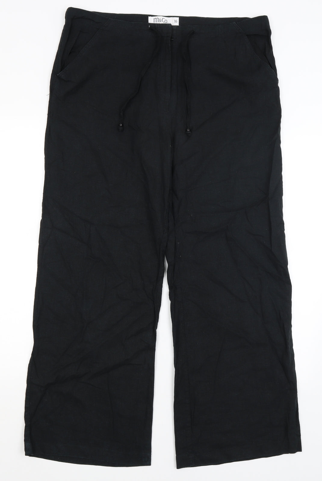 M&Co Womens Black   Trousers  Size 16 L28 in