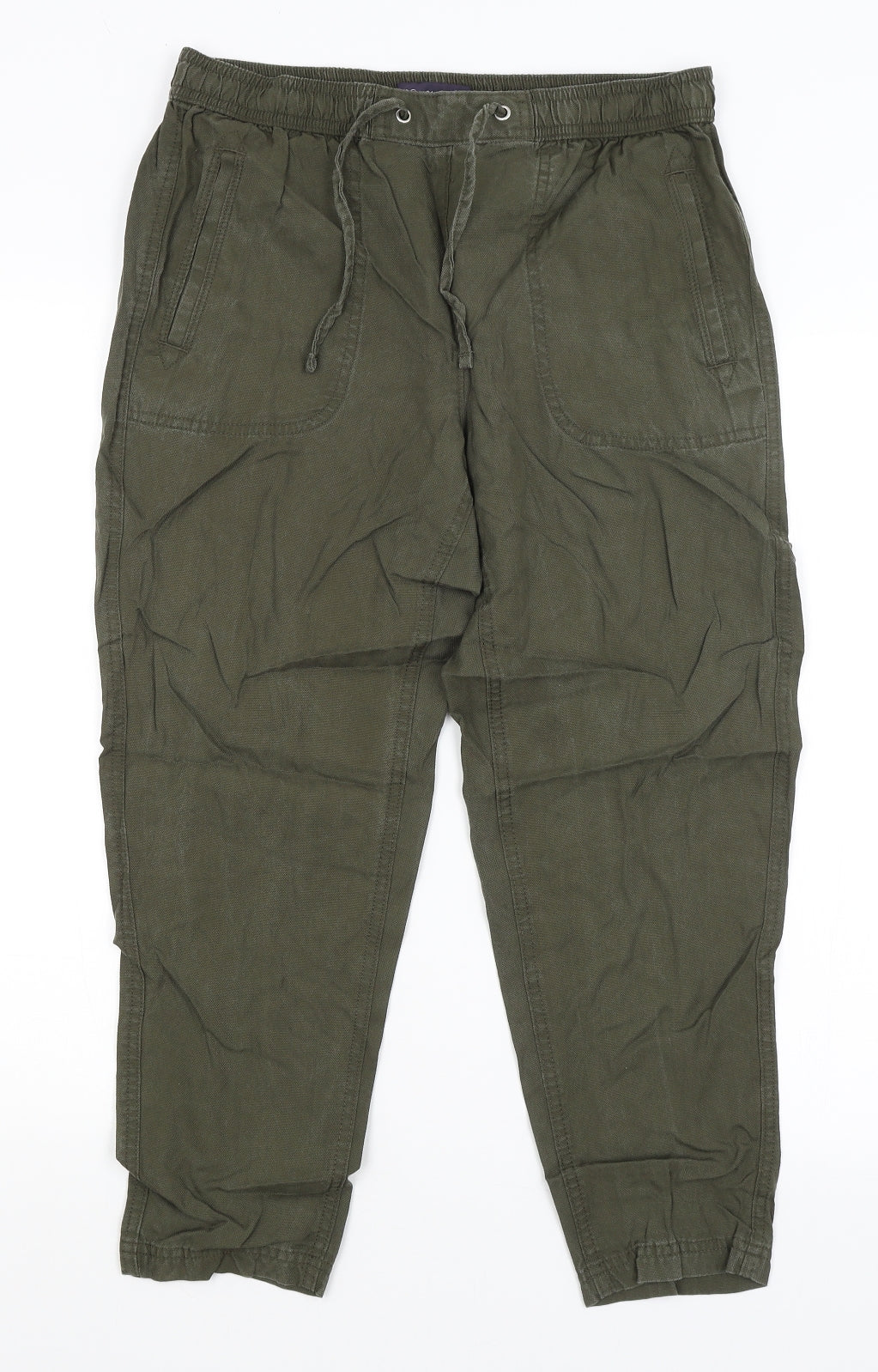 M&S Womens Green   Cropped Trousers Size 10 L24 in