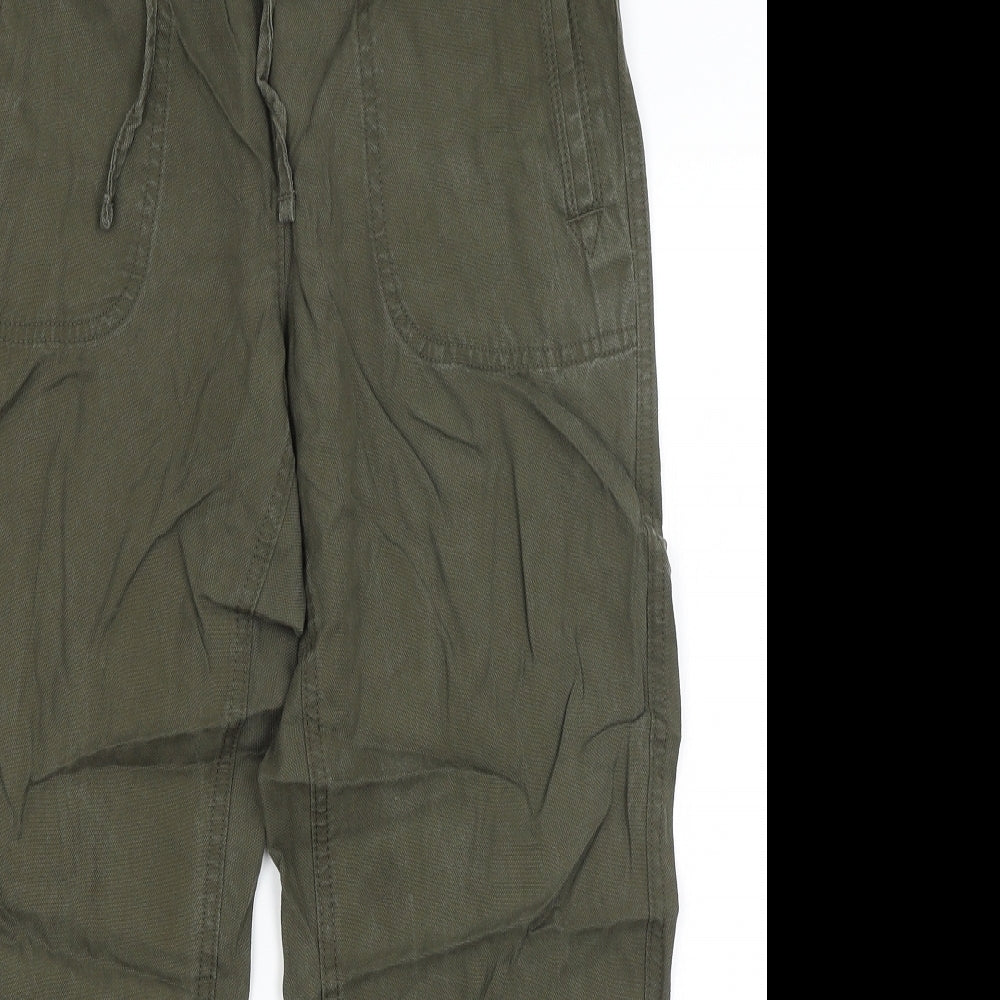 M&S Womens Green   Cropped Trousers Size 10 L24 in