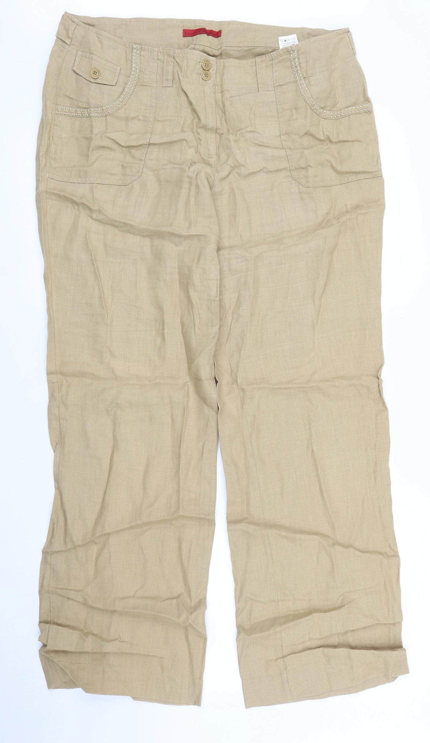 LUISA CERANO Womens Beige   Trousers  Size 16 L28 in