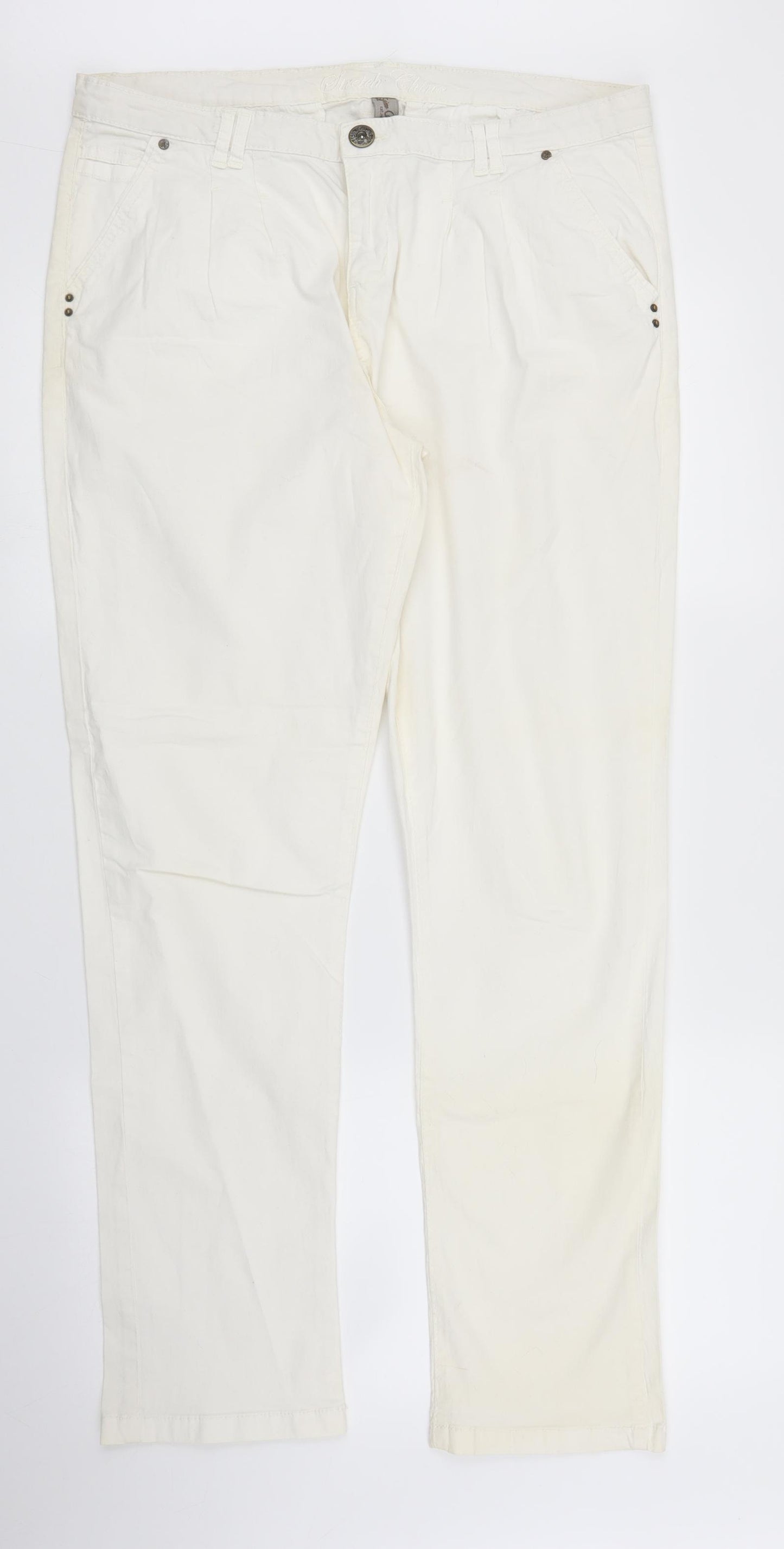 Primark Womens White  Denim Straight Jeans Size 16 L29 in