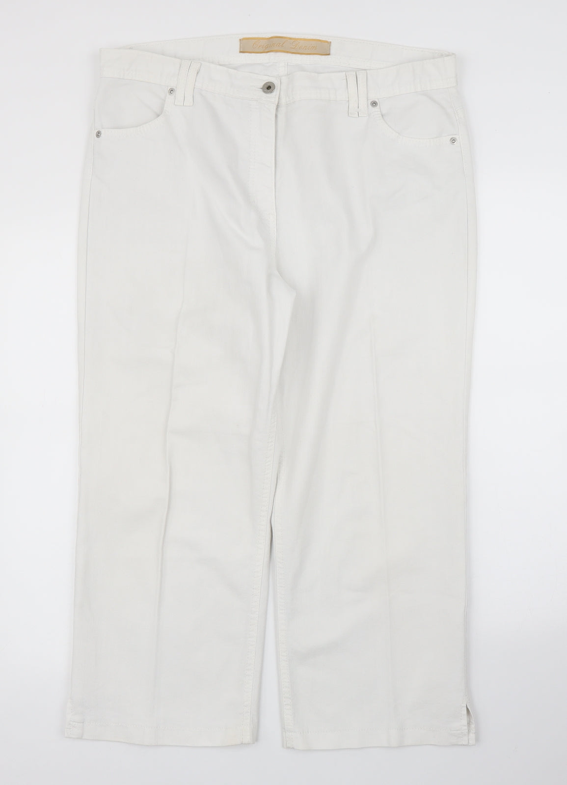 M&S Womens White  Denim Cropped Jeans Size 20 L22 in