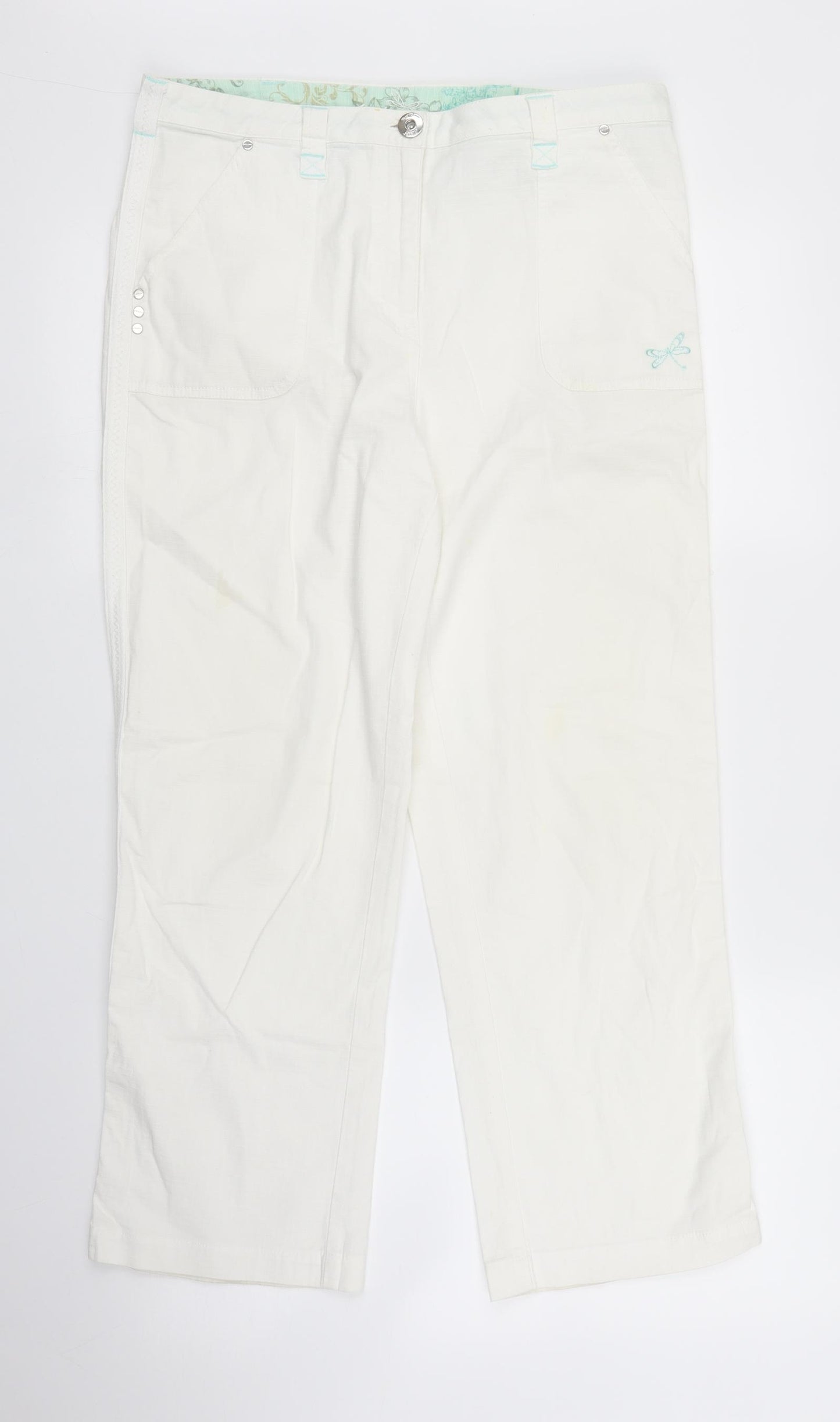 Preworn Womens White   Capri Trousers Size 12 L25 in